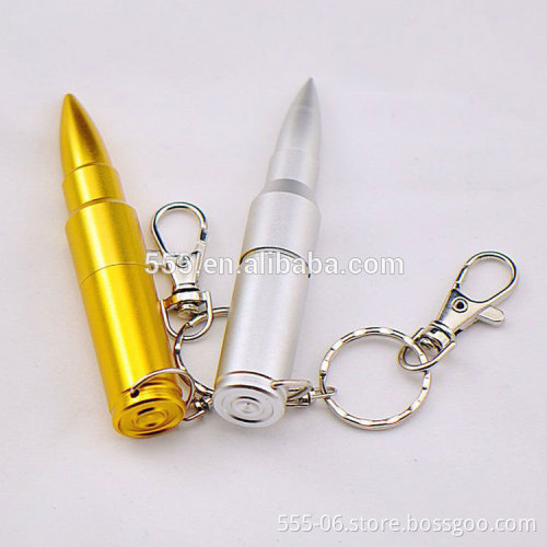 Hot sale metal bullet shaped USB drive with keychain for business gifts